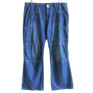 Delia's Dolls Kill Jeans Denim Cotton Straight Leg Cargo Pockets Darted Knees XL